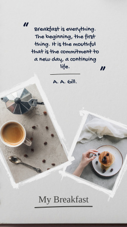 Template di design frittelle con caffè e mirtilli per la colazione Instagram Story