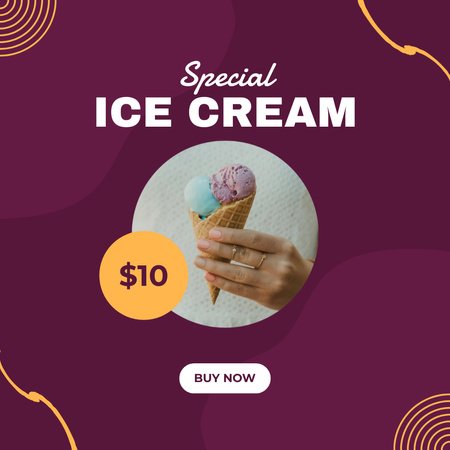 Special Offer of Ice Cream in Violet Instagram Design Template