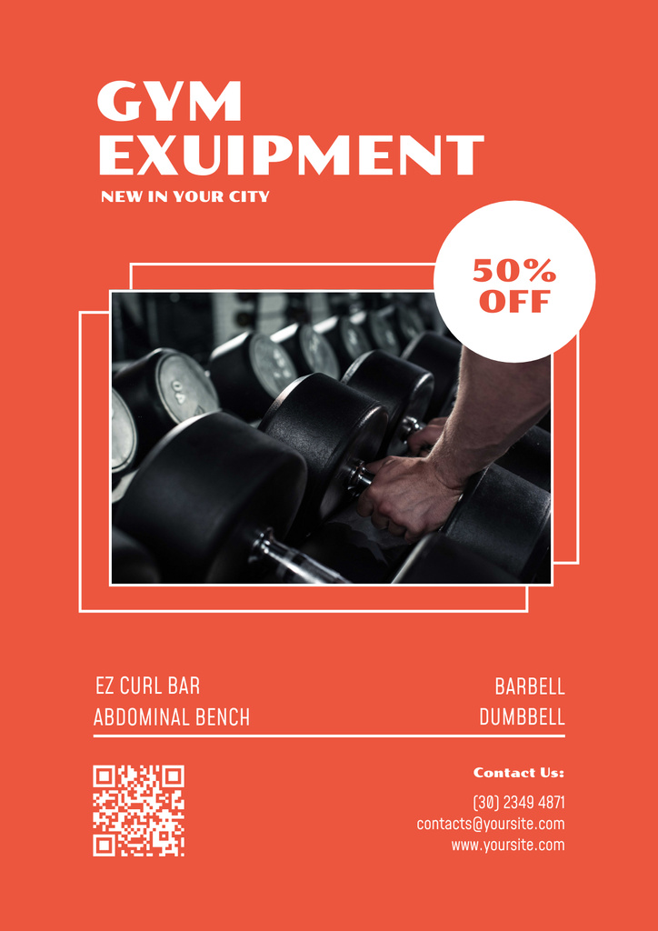 Plantilla de diseño de Gym Equipment Discount Poster 