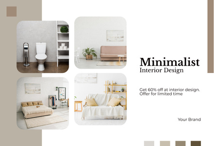 Minimalist Design of Apartment Discount Beige Mood Board Design Template