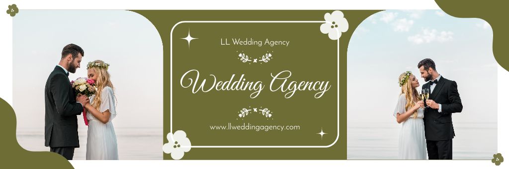 Wedding Agency Services with Beautiful Bride and Groom Email header Design Template