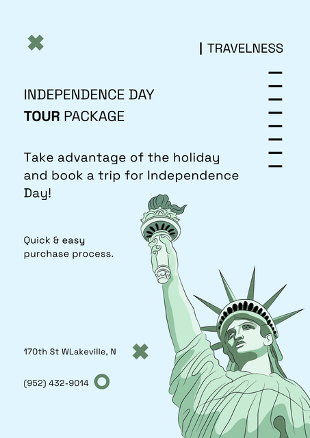 Designvorlage USA Independence Day Tours Offer with Illustration of Statue für Poster