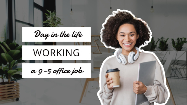 Day in The Life of an Office Worker Youtube Thumbnail – шаблон для дизайна