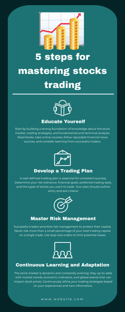 Steps for Mastering Stocks Trading Infographic tervezősablon