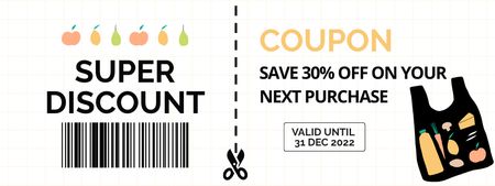 Fruits And Vegetables On Bag Discount Coupon Design Template