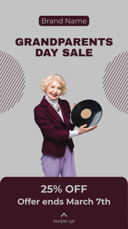 Nagyszülők napi fonográf lemez eladási ajánlat Instagram Story tervezősablon