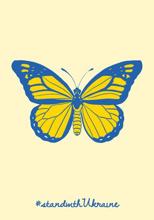 Butterfly in Ukrainian Flag Colors Poster 28x40in Design Template