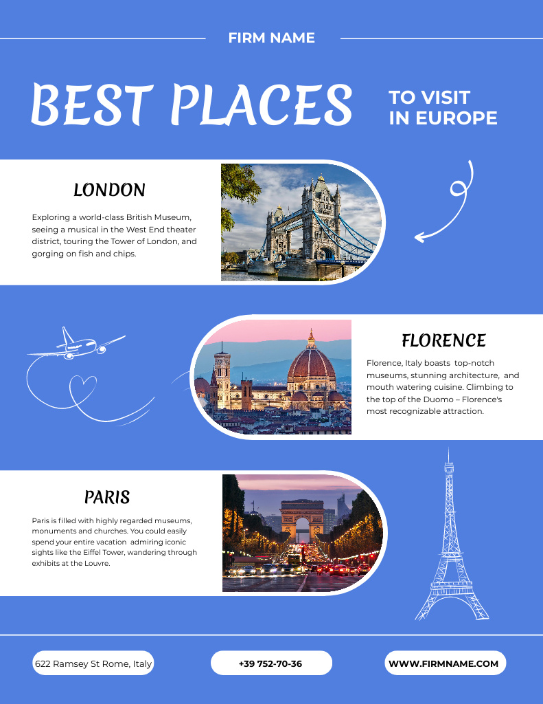 Template di design Well-planned Travel Tour Offer Around Europe Poster 8.5x11in
