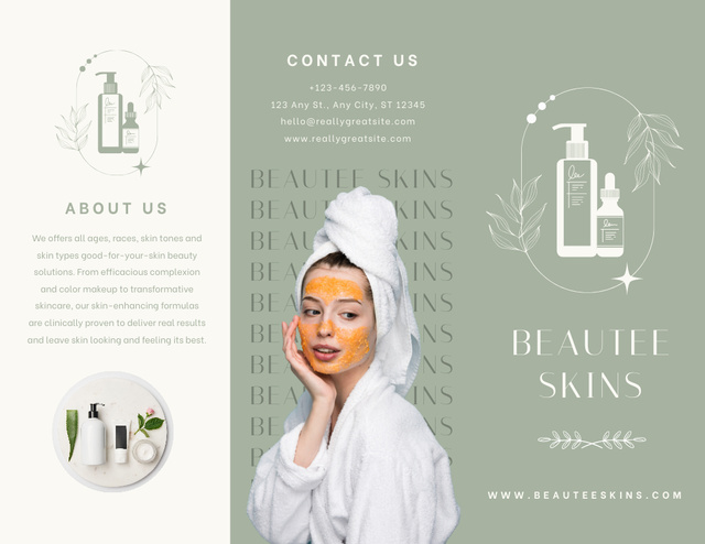 Skincare and Beauty Product Brochure 8.5x11in Design Template