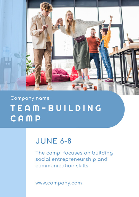 Team-Building Camp Ad Poster Modelo de Design