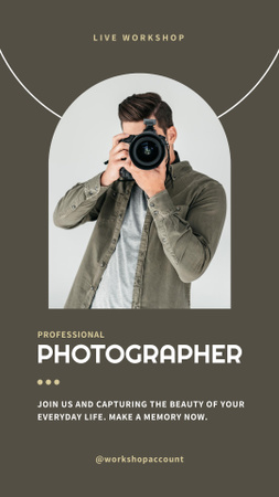 Anúncio do Workshop de Fotografia ao Vivo Instagram Story Modelo de Design