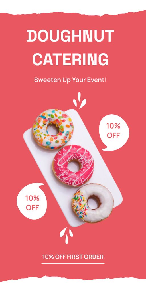 Doughnut Catering Ad with Various Sweet Donuts Graphicデザインテンプレート