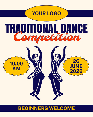 Anúncio do Concurso de Dança Tradicional Instagram Post Vertical Modelo de Design