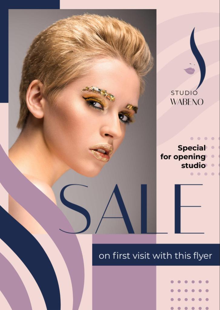 Sparkling Makeup At Beauty Salon In Pink Flyer A6 Πρότυπο σχεδίασης