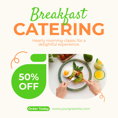 Breakfast Catering Services with Tasty Sandwich with Egg Instagram AD Design Template