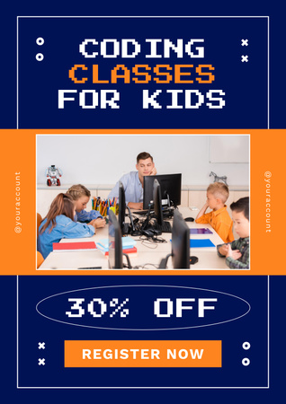 Designvorlage Ad of Coding Classes for Kids für Poster