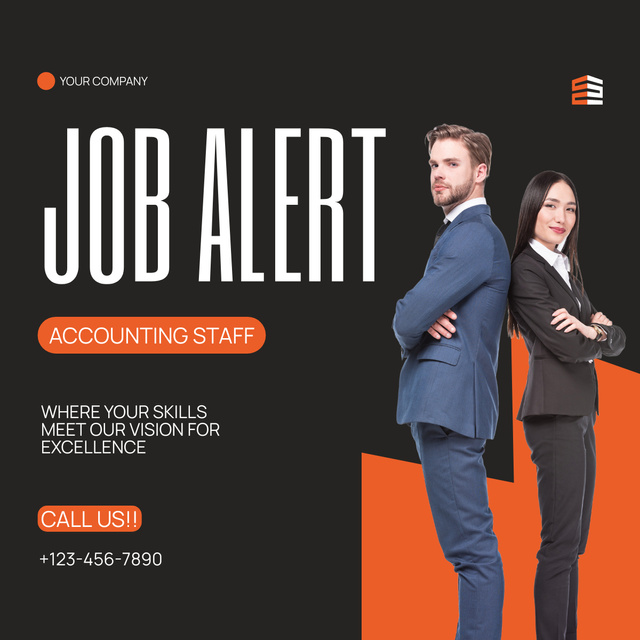 Modèle de visuel Accounting Staff Job Alert - LinkedIn post