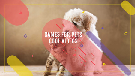 Sevimli Köpek ve Kedi ile Evcil Hayvanlar için Oyunlar Youtube Tasarım Şablonu
