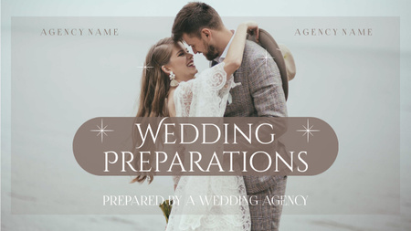 Wedding Preparations with Happy Couple Embracing Youtube Thumbnail Design Template