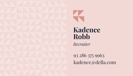 Platilla de diseño Recruiter Contacts with Triangles in Pink Business Card US
