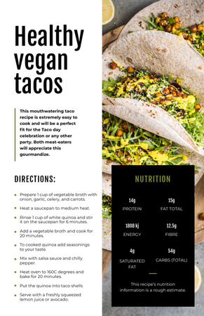 Ontwerpsjabloon van Recipe Card van Veganistische Tacos-schotel