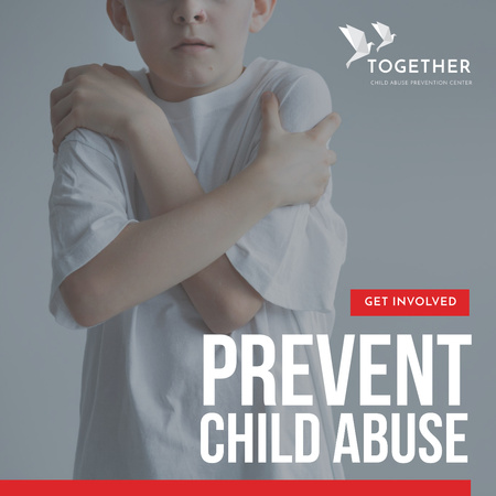 Ontwerpsjabloon van Instagram AD van Child Abuse Awareness with scared kid