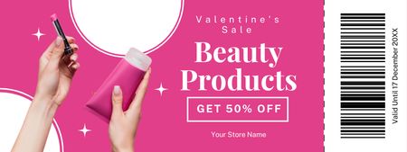 Offer Discounts on Beauty Products for Women on Valentine's Day Coupon Design Template