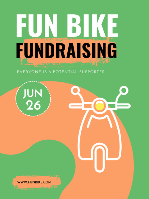 Charity Bike Ride Announcement with Illustration of Moped Poster US Πρότυπο σχεδίασης