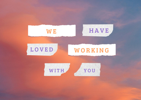 Thankful Phrase with Pink Sunset Clouds Card – шаблон для дизайну