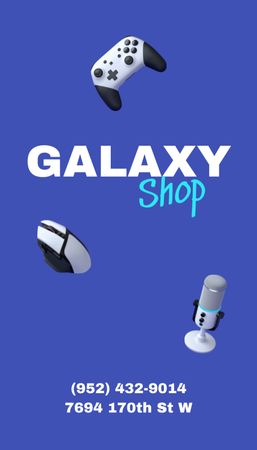Video Oyunu Gadget Mağazası Reklamı Business Card US Vertical Tasarım Şablonu
