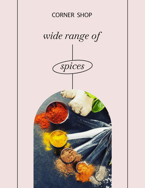 Spices Shop Ad with Measuring Spoons Poster 8.5x11in – шаблон для дизайну