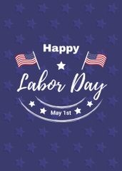 Cheerful Labor Day Greetings With USA Flags