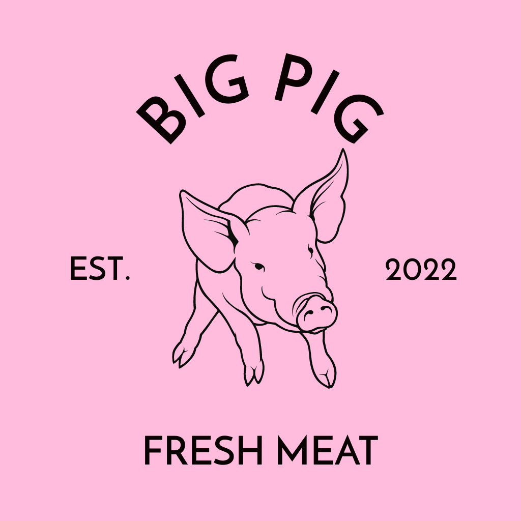 Fresh Pork from Pig Farm Logo Tasarım Şablonu