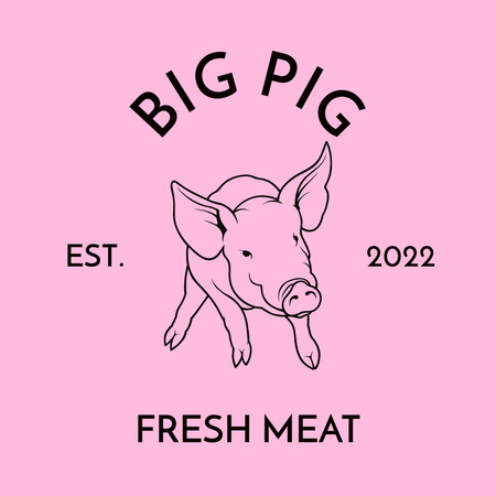 Fresh Pork from Pig Farm Logo Design Template