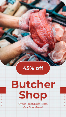 Discount on Fresh Pieces of Meat at Butcher Market Instagram Story Design Template