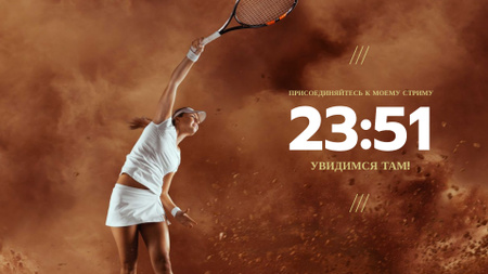 Game Stream Ad with Tennis Woman Player Twitch Offline Banner – шаблон для дизайна