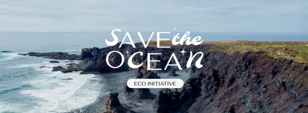 Ocean Protection Concept with waves Facebook coverデザインテンプレート