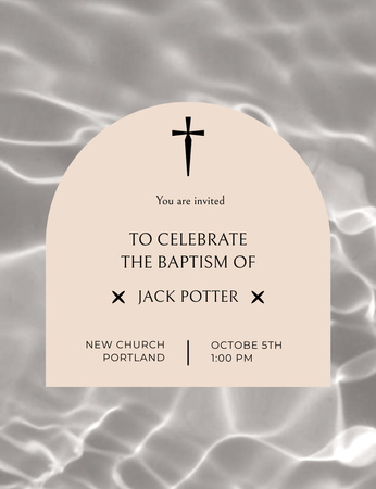 Baptism Celebration Announcement with Christian Cross Invitation 13.9x10.7cm Design Template