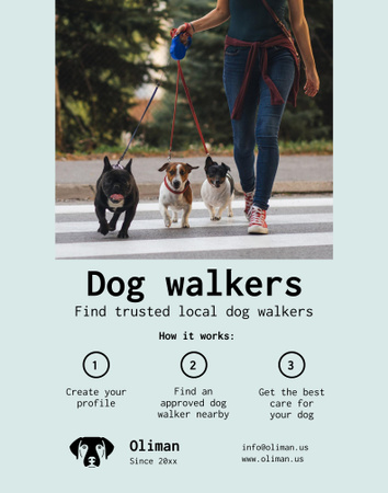 Dog Walking Services with Man with Golden Retriever Poster 22x28in Design Template