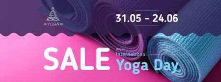 Platilla de diseño Special Yoga Day Offer with Row of mats Facebook cover