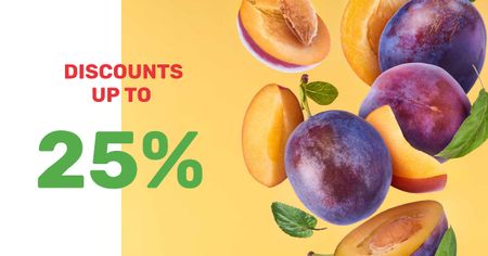 Grocery Sale fresh raw Plums Facebook AD Design Template