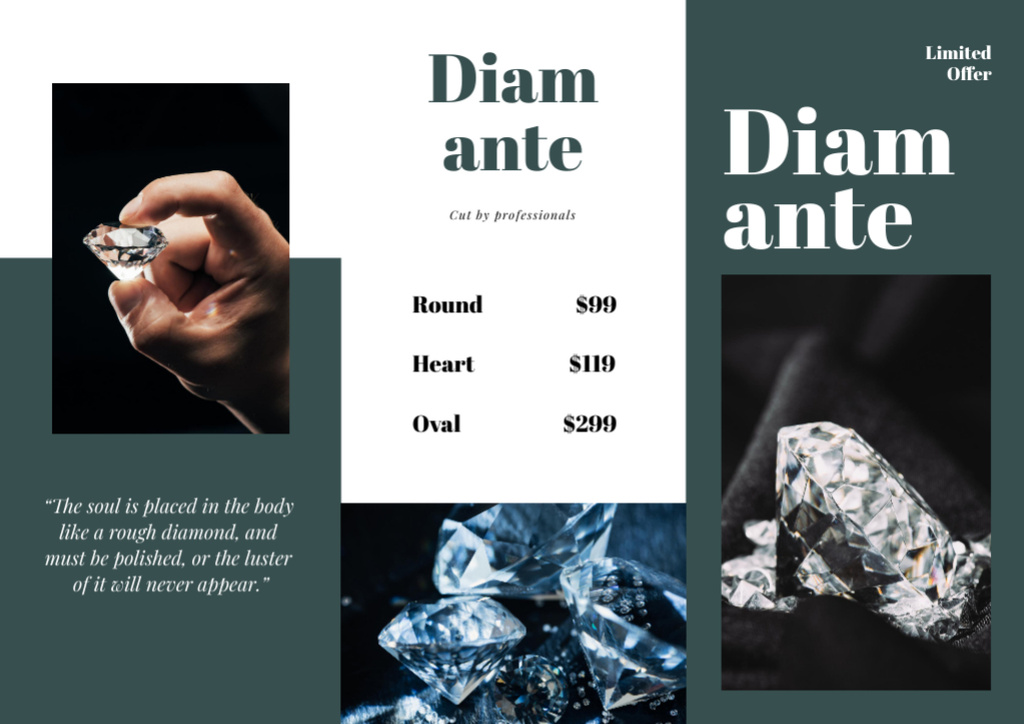 Exclusive Diamond Jewelry Collection In Boutique Offer Brochure Din Large Z-fold – шаблон для дизайна