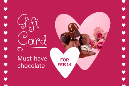 Ontwerpsjabloon van Gift Certificate van Speciale aanbieding van chocoladesuikergoed op Valentijnsdag