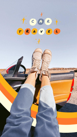 Feet of a Girl by travel Car Instagram Video Story Šablona návrhu