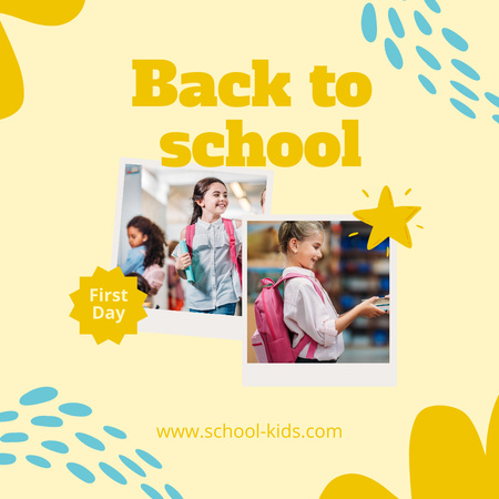 Back to School with Cute Pupils Instagram Design Template