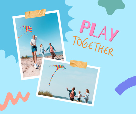 Family Flying Kite Together Facebook Design Template
