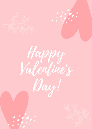Cute Valentine's Day Greeting in Pink Postcard 5x7in Vertical Modelo de Design