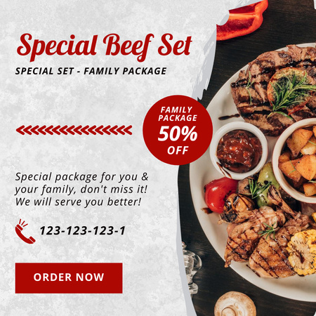 Food Offer with Special Beef Set Instagram Design Template