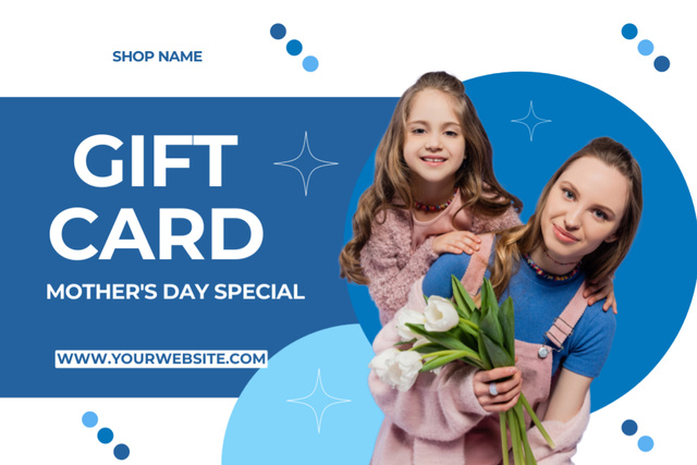 Mom and Daughter with Tulips on Mother's Day Gift Certificate Tasarım Şablonu