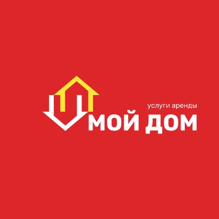 Real Estate Agency Ad with Houses Icon in Red Logo – шаблон для дизайна